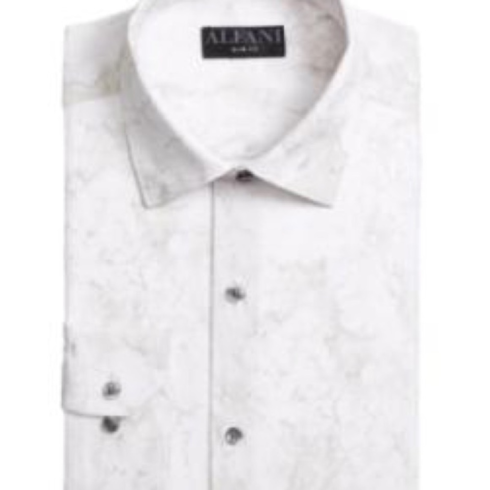 Alfani Men's Slim-Fit Non-Iron Performance Stretch Marble-Print Dress Shirt